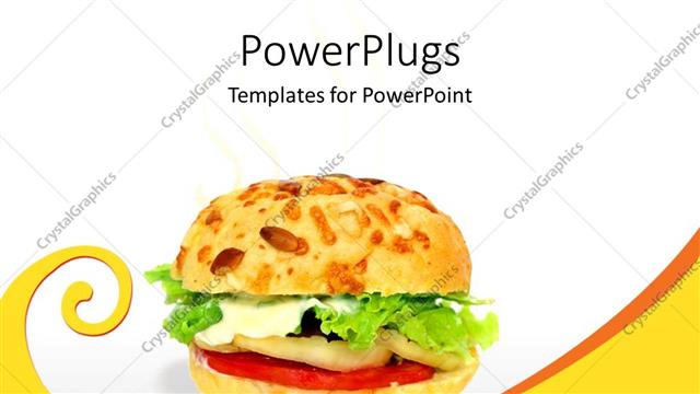  Presentation with burger - Vegetable burger with green lettuce, white sauce, tomato slice on white background