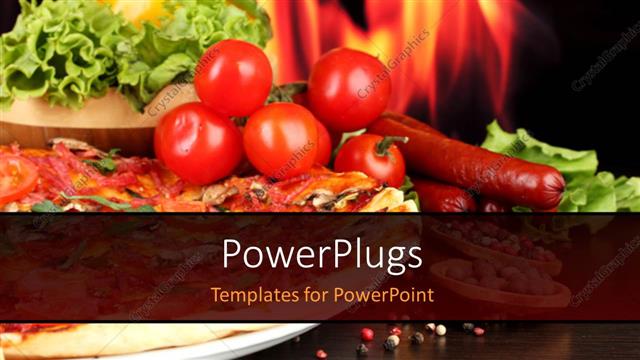  Presentation with tomato - Vegetables, tomato with delicious pizza on white plate over wooden table