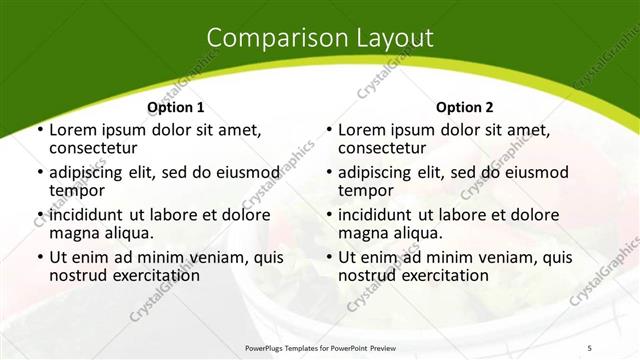 Comparison presentation slide layout