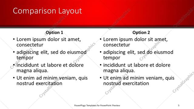 Comparison presentation slide layout