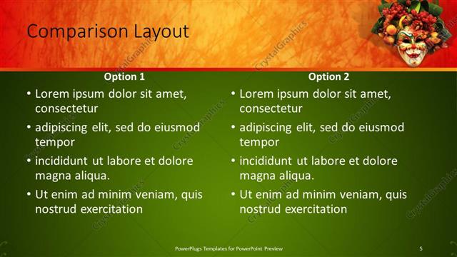 Comparison presentation slide layout