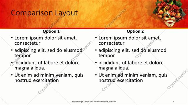 Comparison presentation slide layout