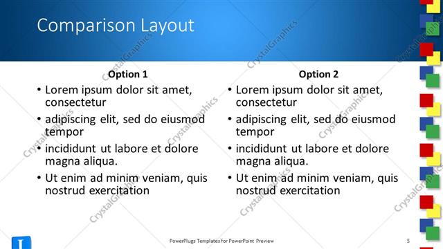 Comparison presentation slide layout