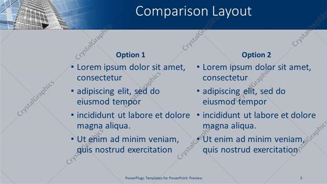 Comparison presentation slide layout