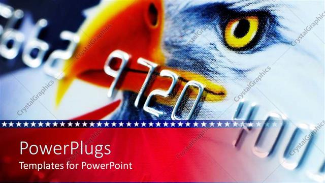  Presentation with american flag - View of a credit card with an eagle and American flag on it