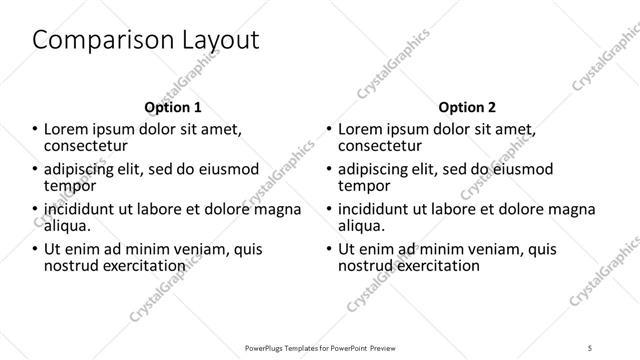 Comparison presentation slide layout