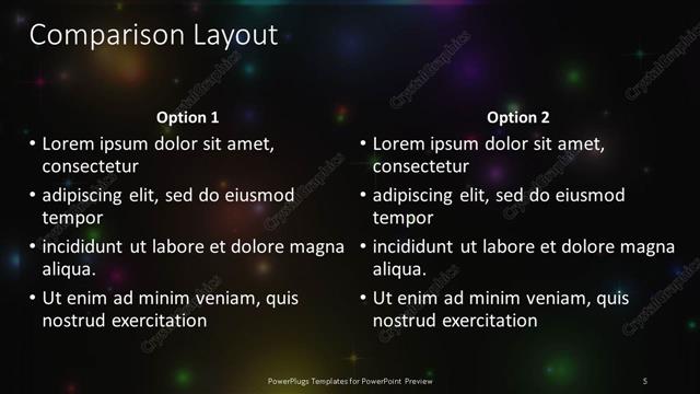 Comparison presentation slide layout