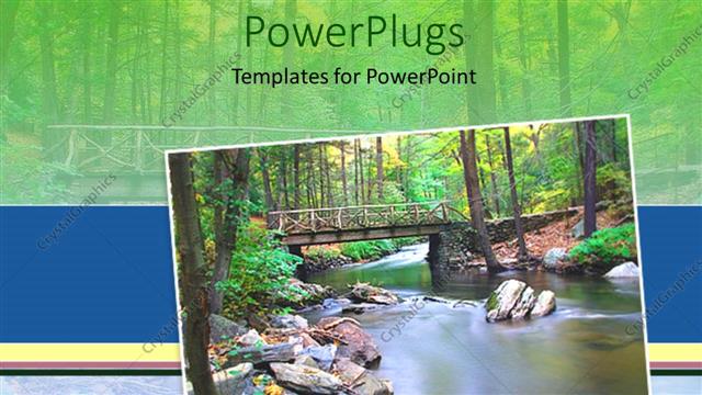  Presentation with lake - View of nature showing a lake and a wooden bridge