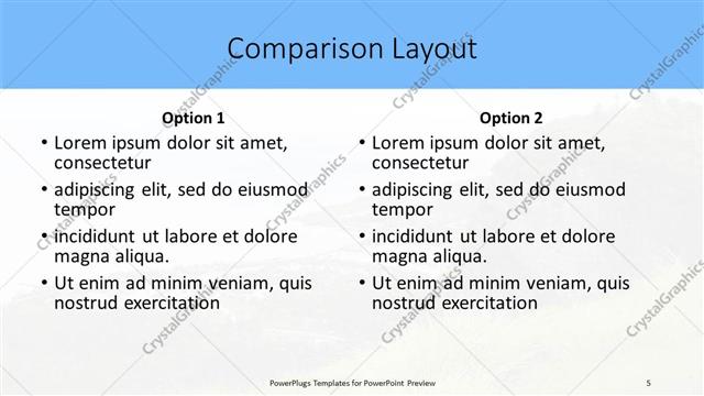 Comparison presentation slide layout