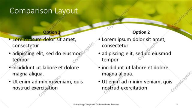 Comparison presentation slide layout