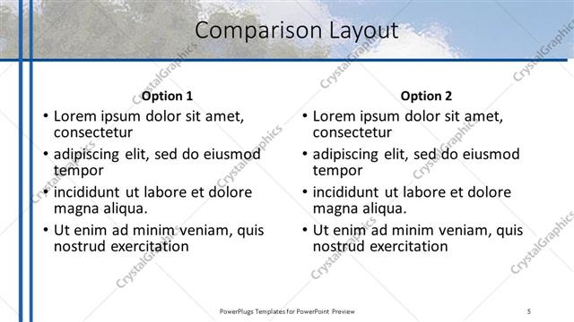 Comparison presentation slide layout
