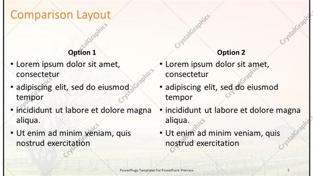 Comparison presentation slide layout