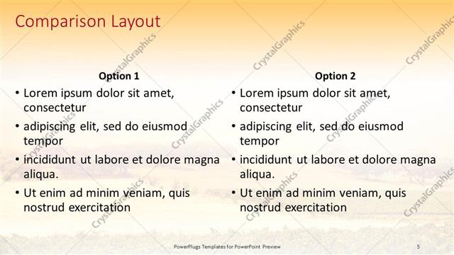 Comparison presentation slide layout