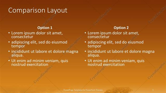 Comparison presentation slide layout