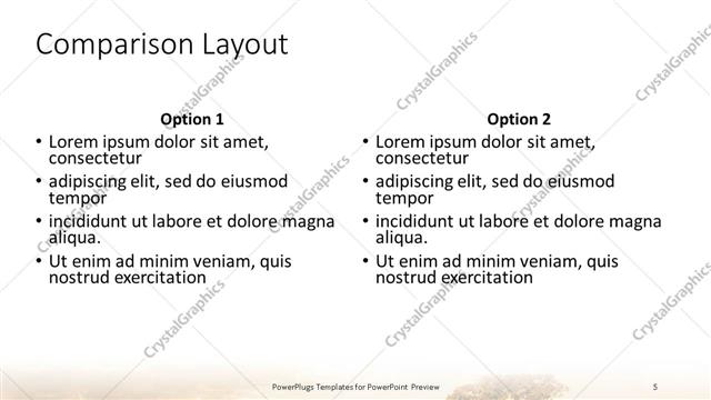 Comparison presentation slide layout