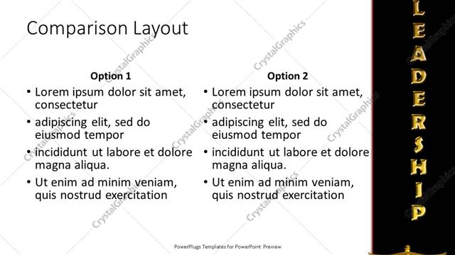 Comparison presentation slide layout
