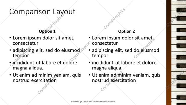 Comparison presentation slide layout