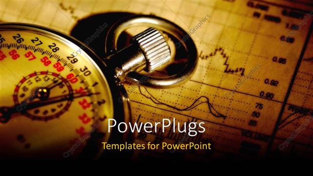  Presentation with stop - Vintage stop watch laying on stock market charts?