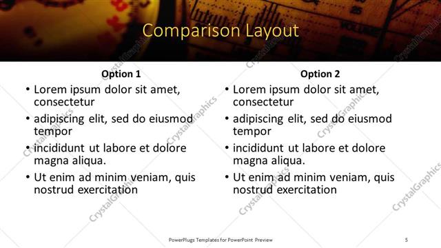 Comparison presentation slide layout
