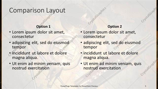 Comparison presentation slide layout