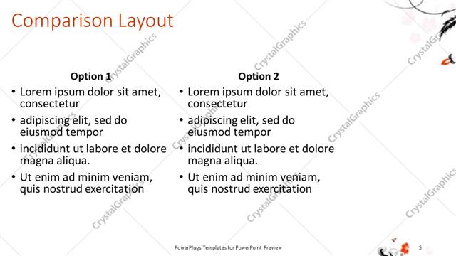 Comparison presentation slide layout