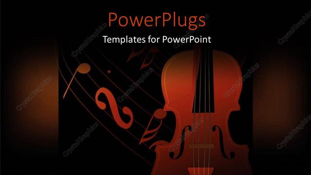  Presentation with guitar - A violin with a lot of music signs in background