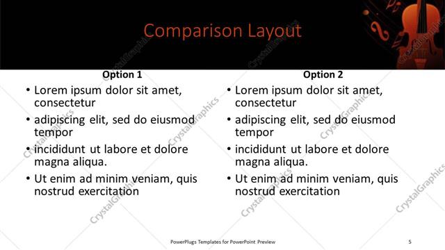 Comparison presentation slide layout