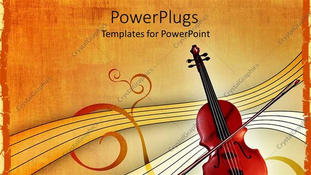  Presentation with stylized - Violin over empty blank musical sheets over orange stylized retro background