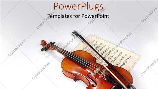  Presentation with vintage music - Violin sitting on vintage music sheet on white background