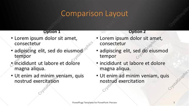 Comparison presentation slide layout