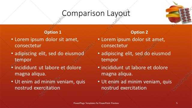 Comparison presentation slide layout