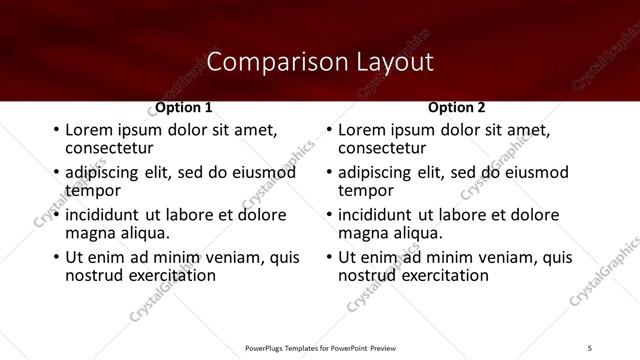 Comparison presentation slide layout