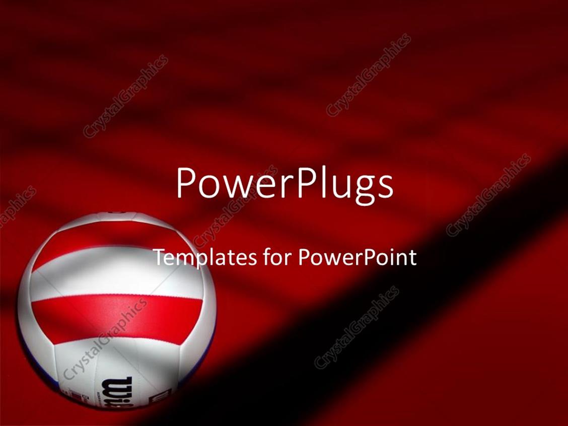 PowerPoint Template: volleyball on red and black background, white with