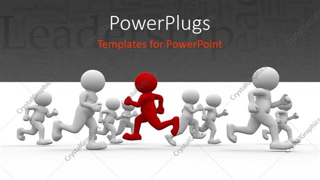  Presentation with direction - Leadership depiction with red colored 3D man running in opposite direction