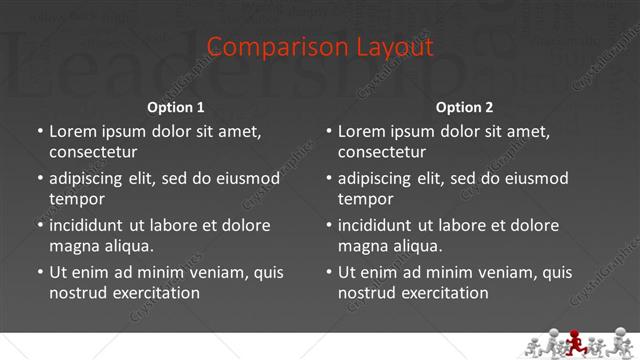 Comparison presentation slide layout