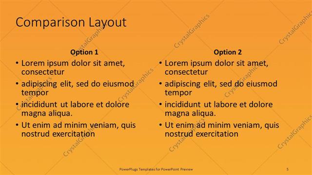 Comparison presentation slide layout