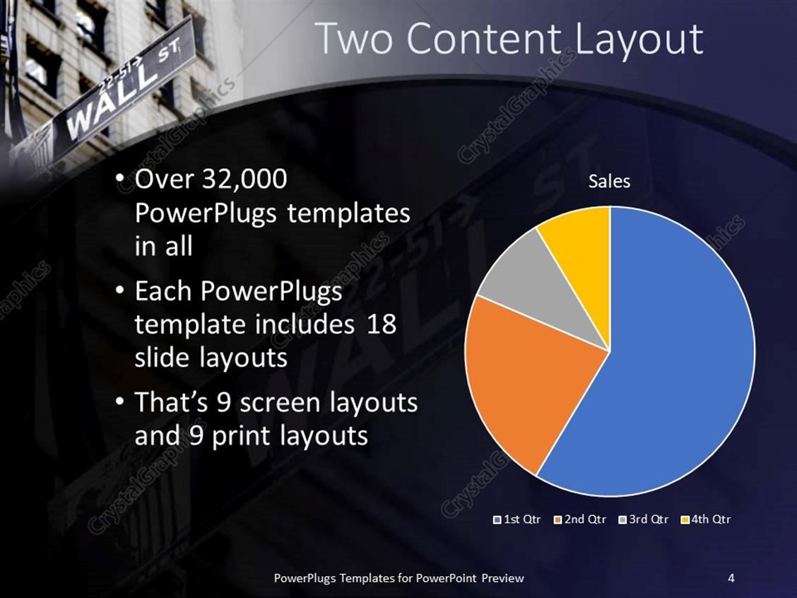 PowerPoint Template Wall Street economics on stock market in a big