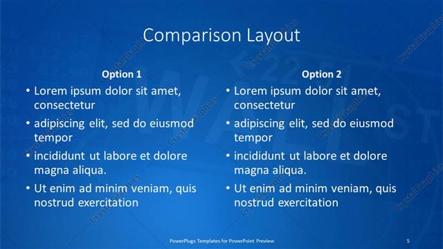 Comparison presentation slide layout