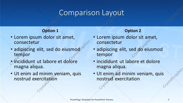 Comparison presentation slide layout