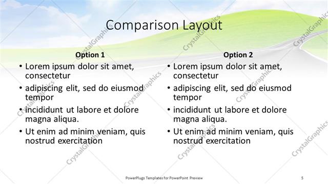 Comparison presentation slide layout