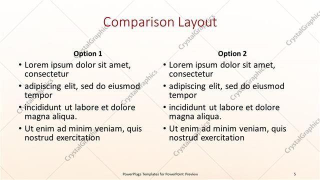 Comparison presentation slide layout
