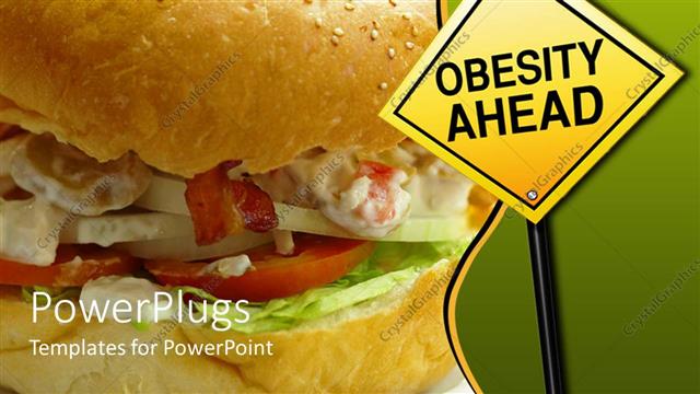  Presentation with burger - Warning road sign with 