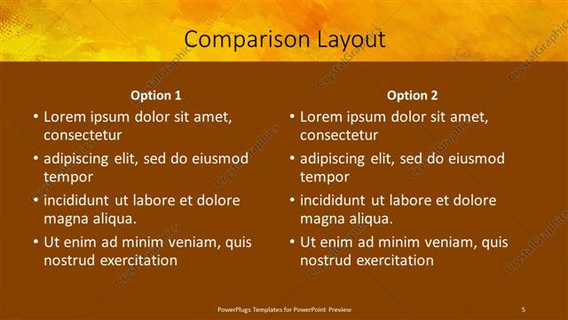 Comparison presentation slide layout