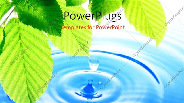  Presentation with water droplet - A water droplet falling in a lake with a lot of leaves