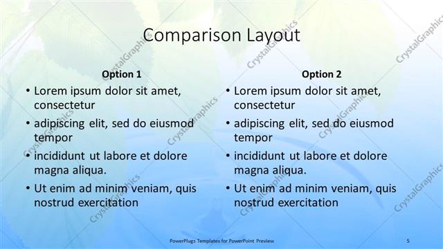 Comparison presentation slide layout