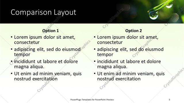 Comparison presentation slide layout