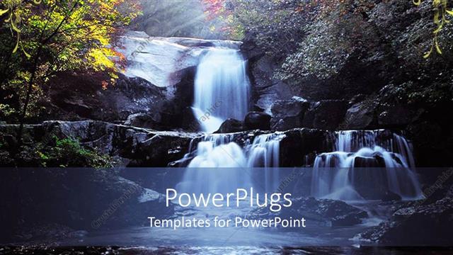  Presentation with pouring water - Water fall pouring into water body in green forest