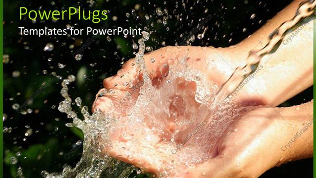  Presentation with human - Water flowing out of human hand, save water