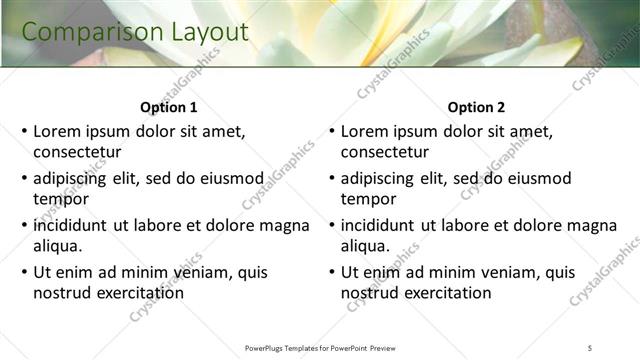 Comparison presentation slide layout
