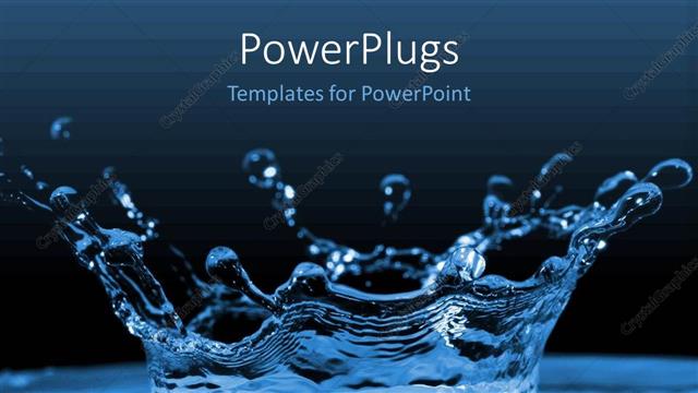  Presentation with abstract water drops - Water ripples and water drops splashing blue on a black background